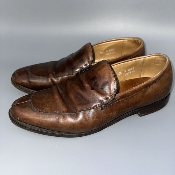 Allen Edmonds Steen Leather Loafers Men\'s Size 10.5 Split Toe Brown Cognac 6068